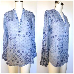 Cotton Indian Long Sleeves Blouse Sheer Floral Ethnic Boho Gypsy Paper Thin